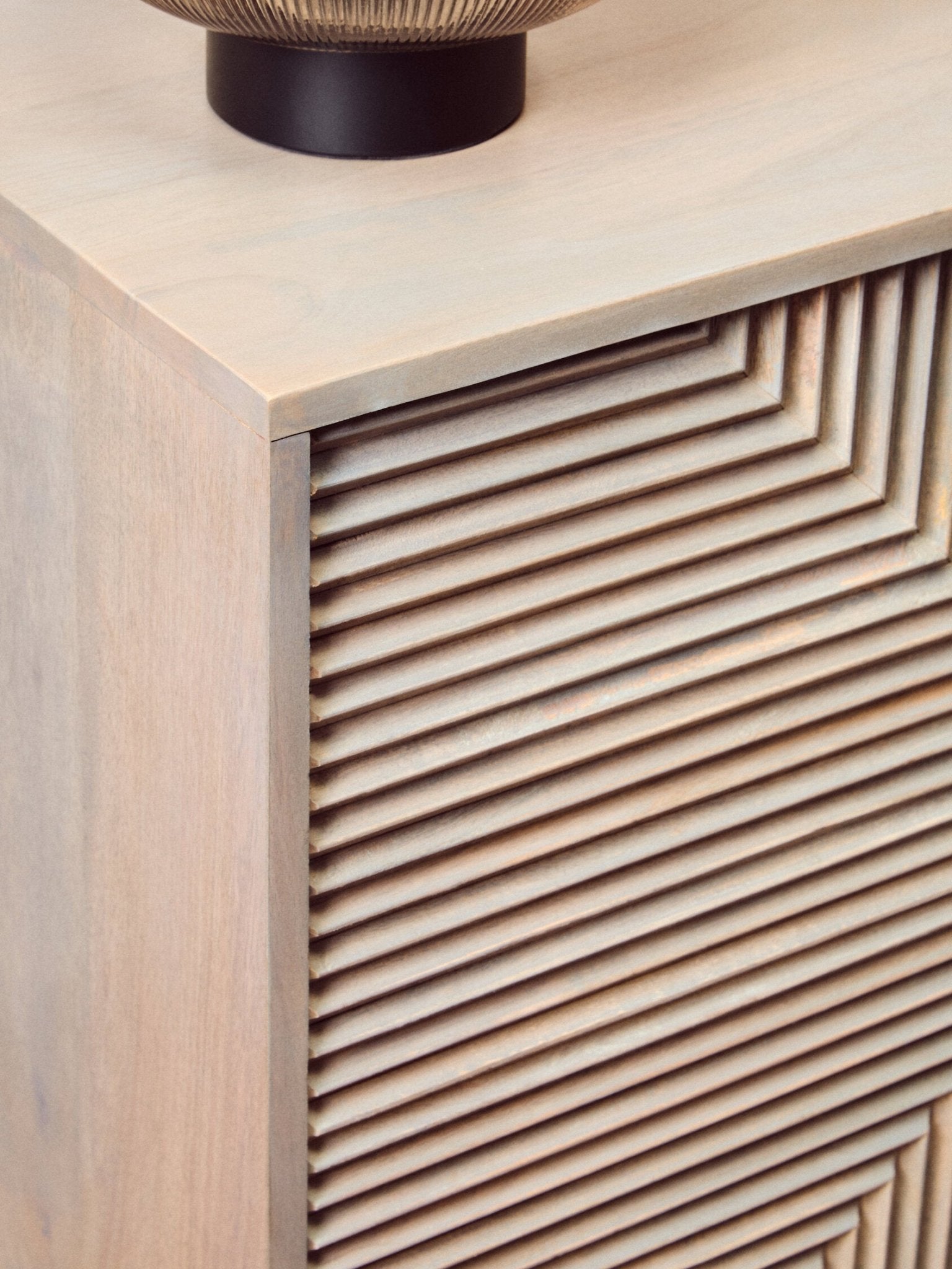 Satna Two Door Greywash Carved Mango Wood Sideboard | Luxury Home Accessories | Heulog Glow