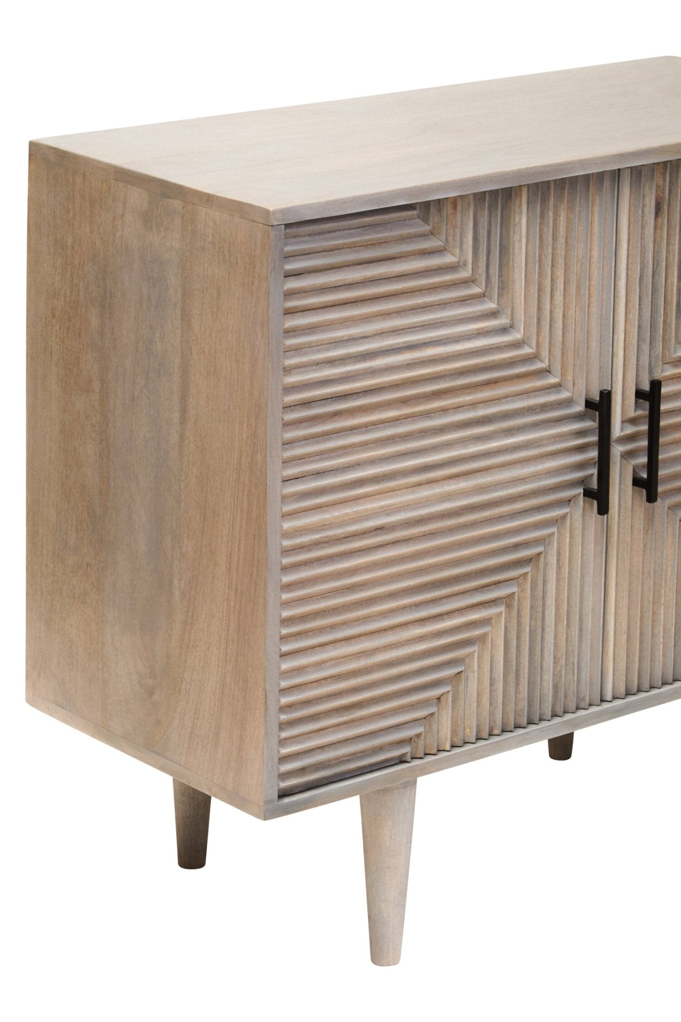 Satna Two Door Greywash Carved Mango Wood Sideboard | Luxury Home Accessories | Heulog Glow