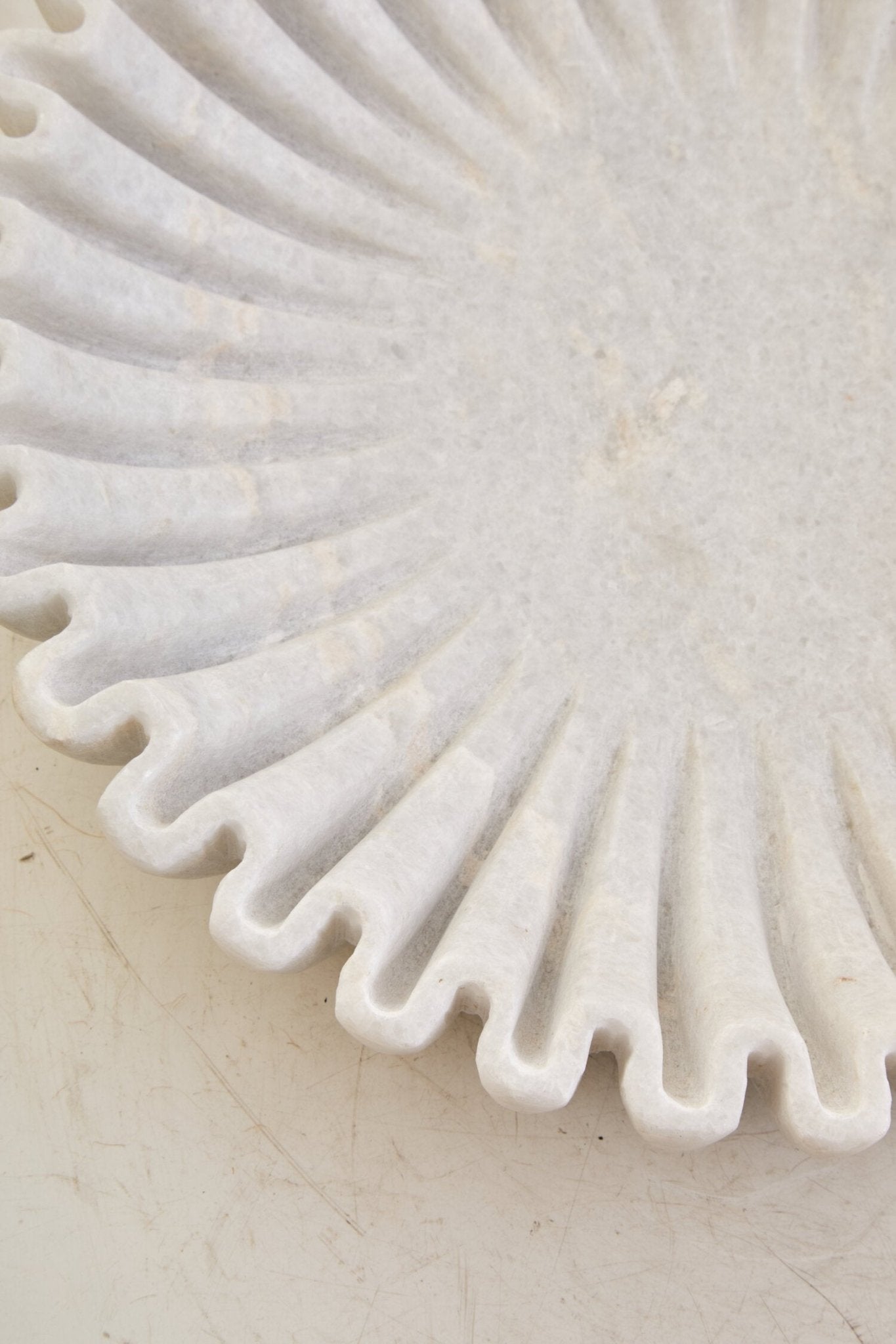 Savio Large White Fluted Marble Bowl | Luxury Home Accessories | Heulog Glow