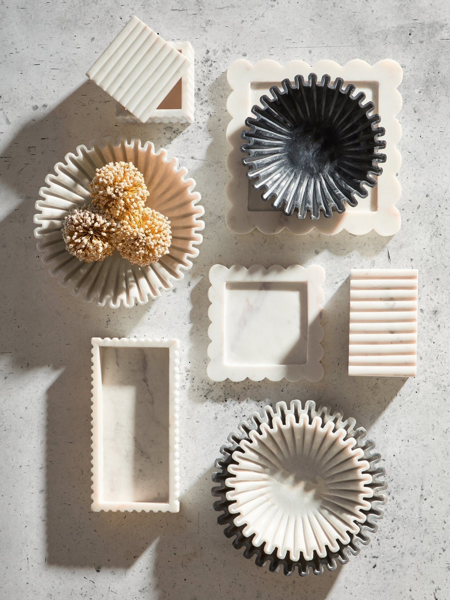 Savio Large White Fluted Marble Bowl | Luxury Home Accessories | Heulog Glow