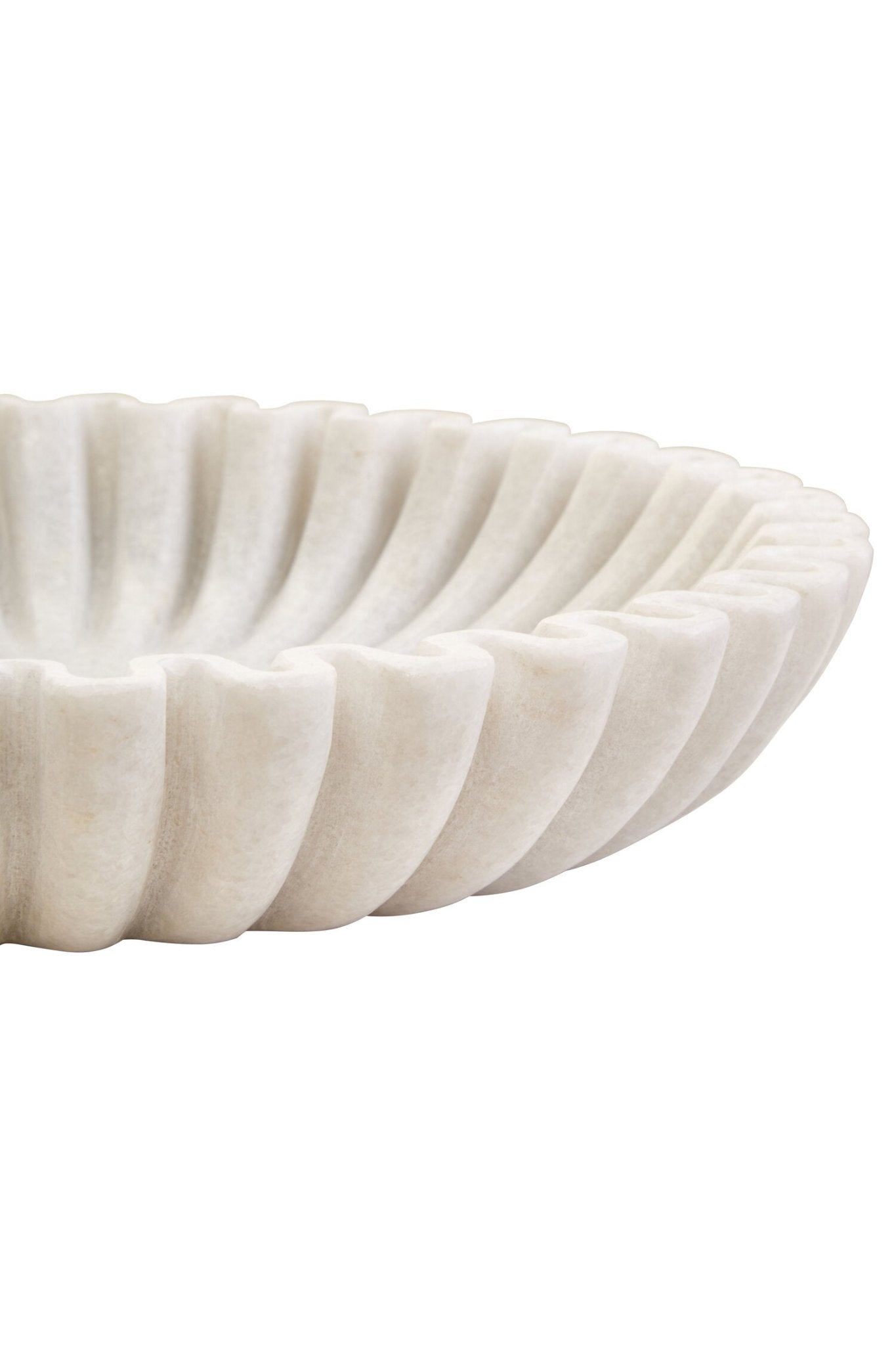 Savio Large White Fluted Marble Bowl | Luxury Home Accessories | Heulog Glow