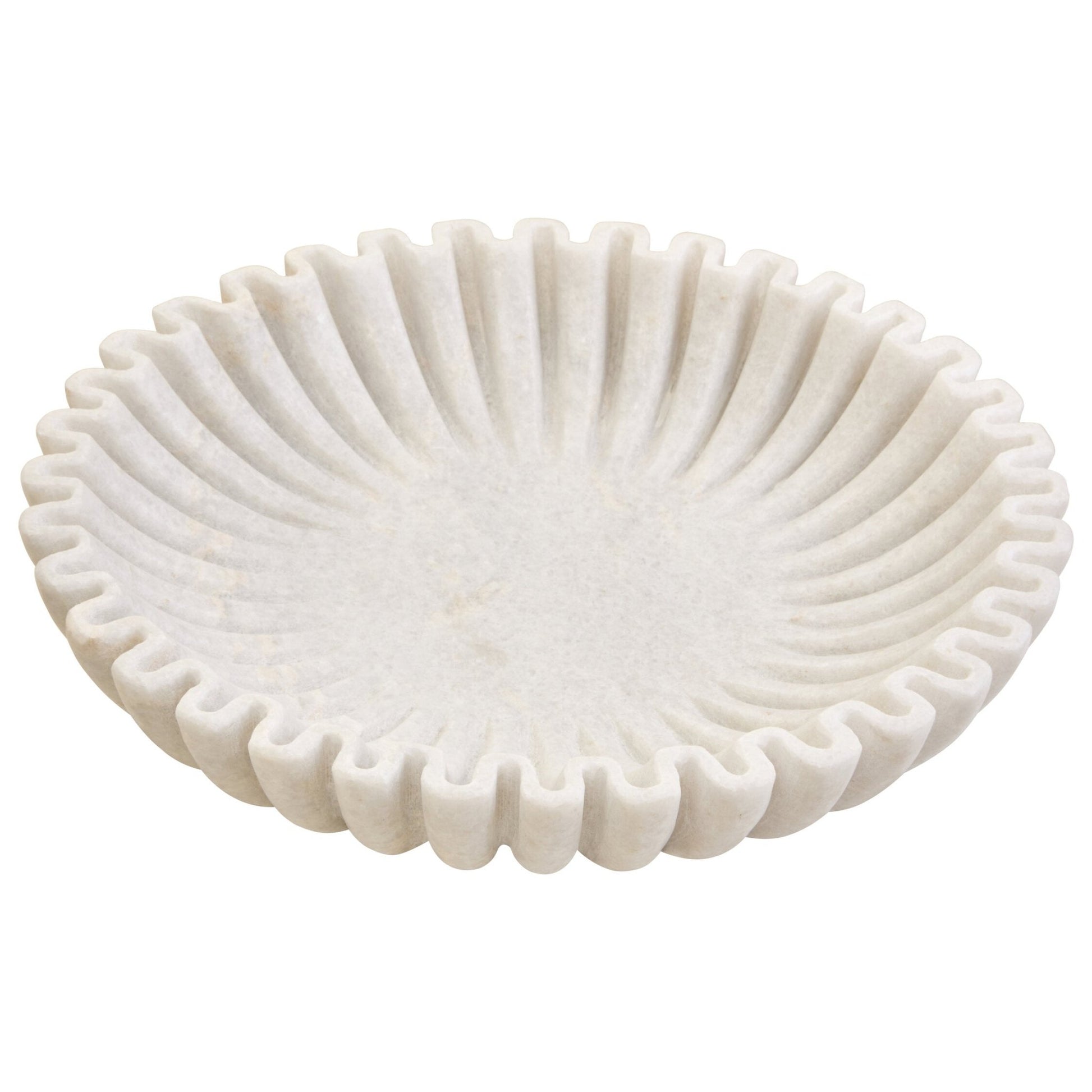Savio Large White Fluted Marble Bowl | Luxury Home Accessories | Heulog Glow