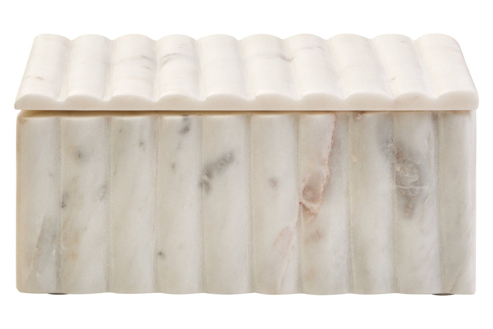 Savio Rectangular White Fluted Marble Box | Luxury Home Accessories | Heulog Glow