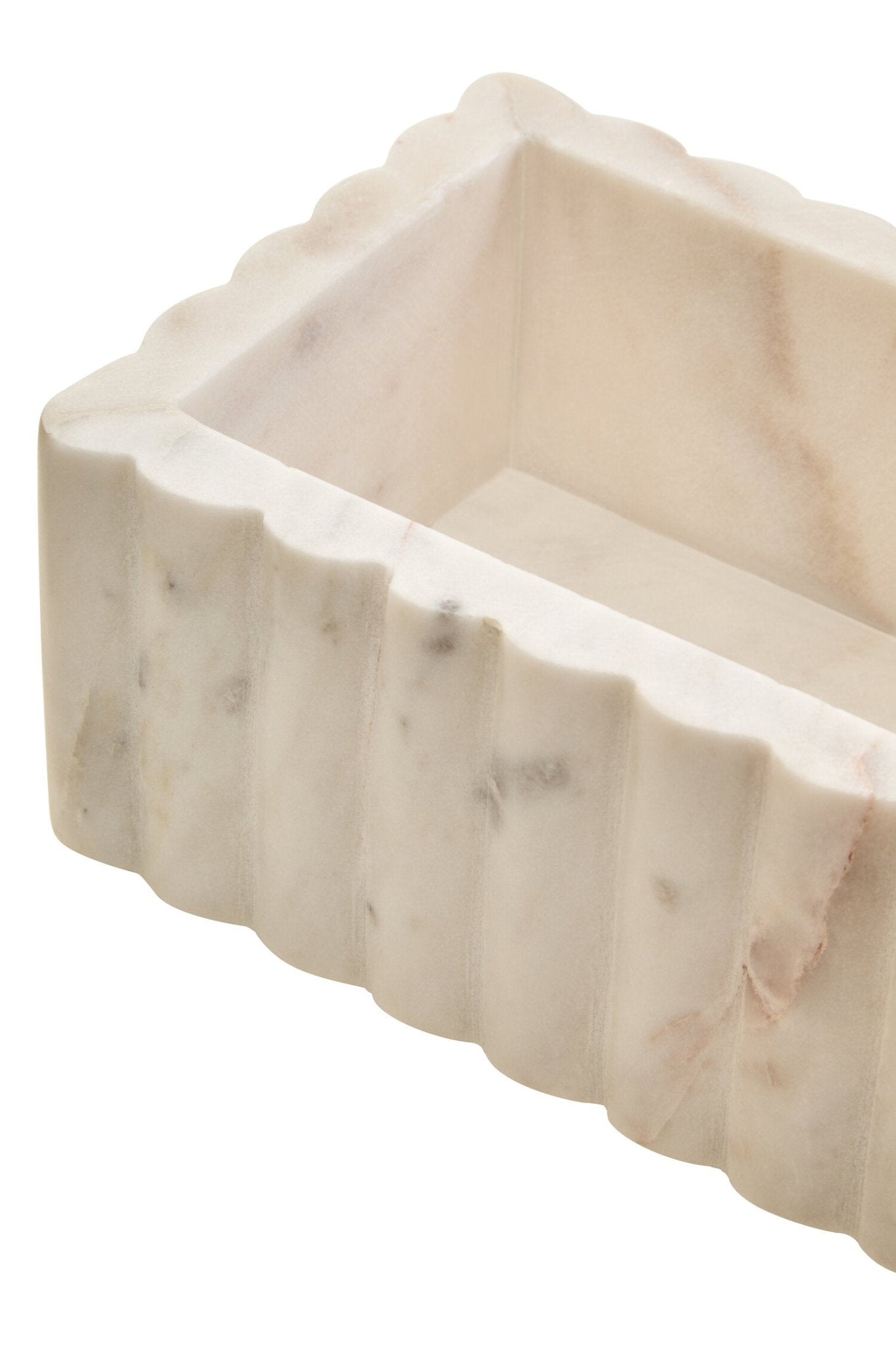 Savio Rectangular White Fluted Marble Box | Luxury Home Accessories | Heulog Glow