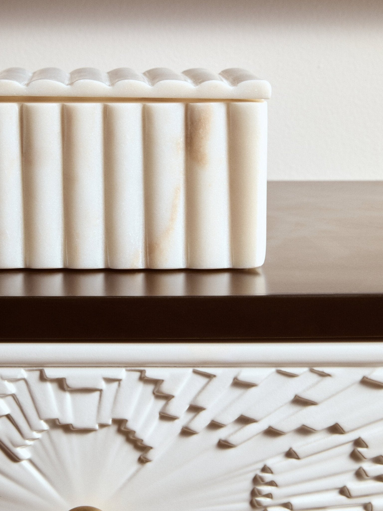 Savio Rectangular White Fluted Marble Box | Luxury Home Accessories | Heulog Glow