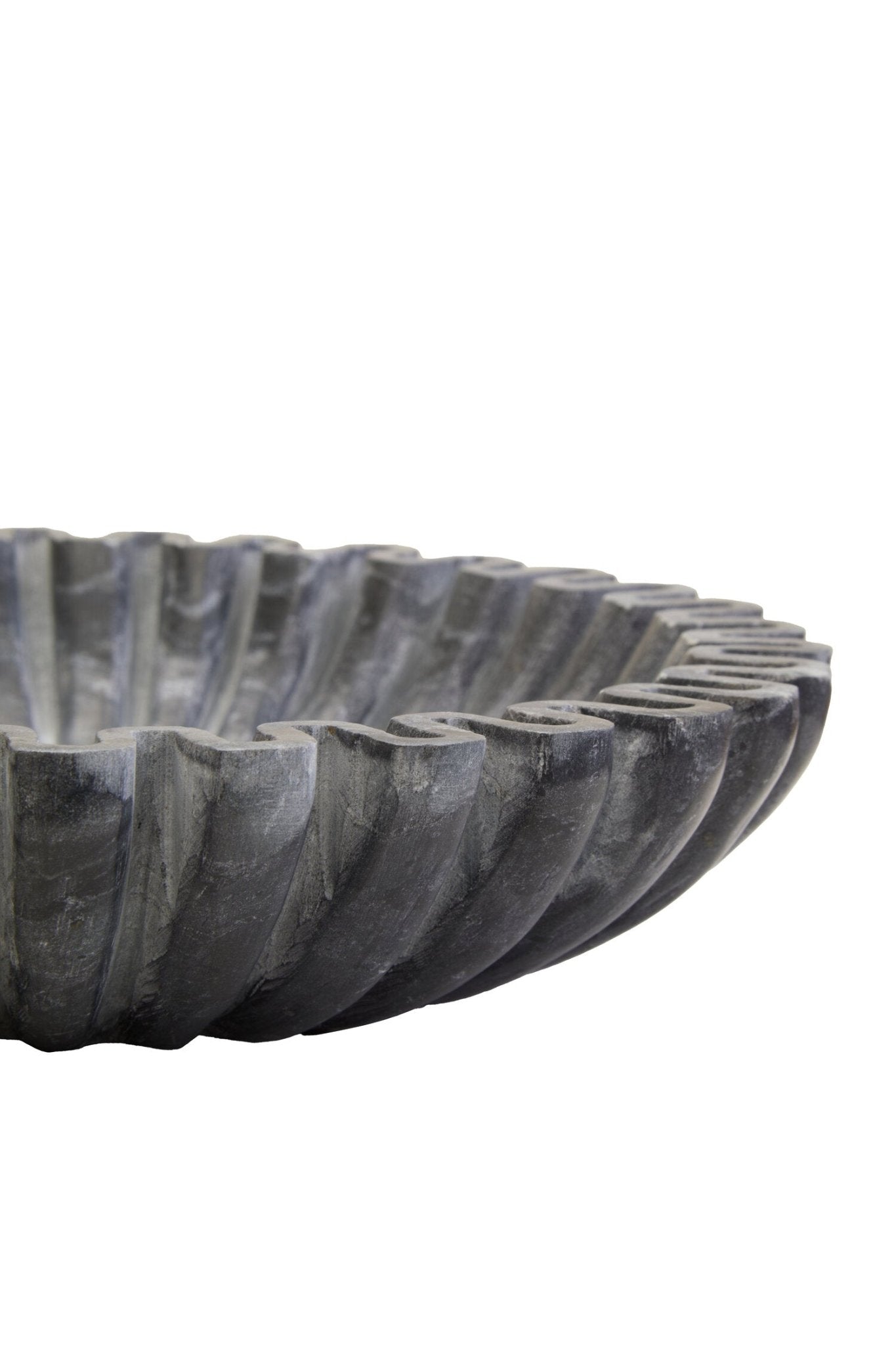 Savio Small Grey Fluted Marble Bowl | Luxury Home Accessories | Heulog Glow