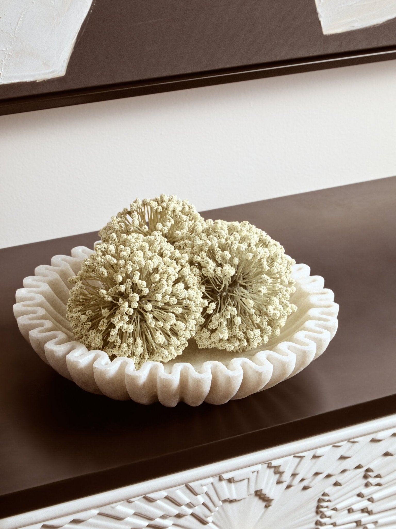 Savio Small White Fluted Marble Bowl | Luxury Home Accessories | Heulog Glow