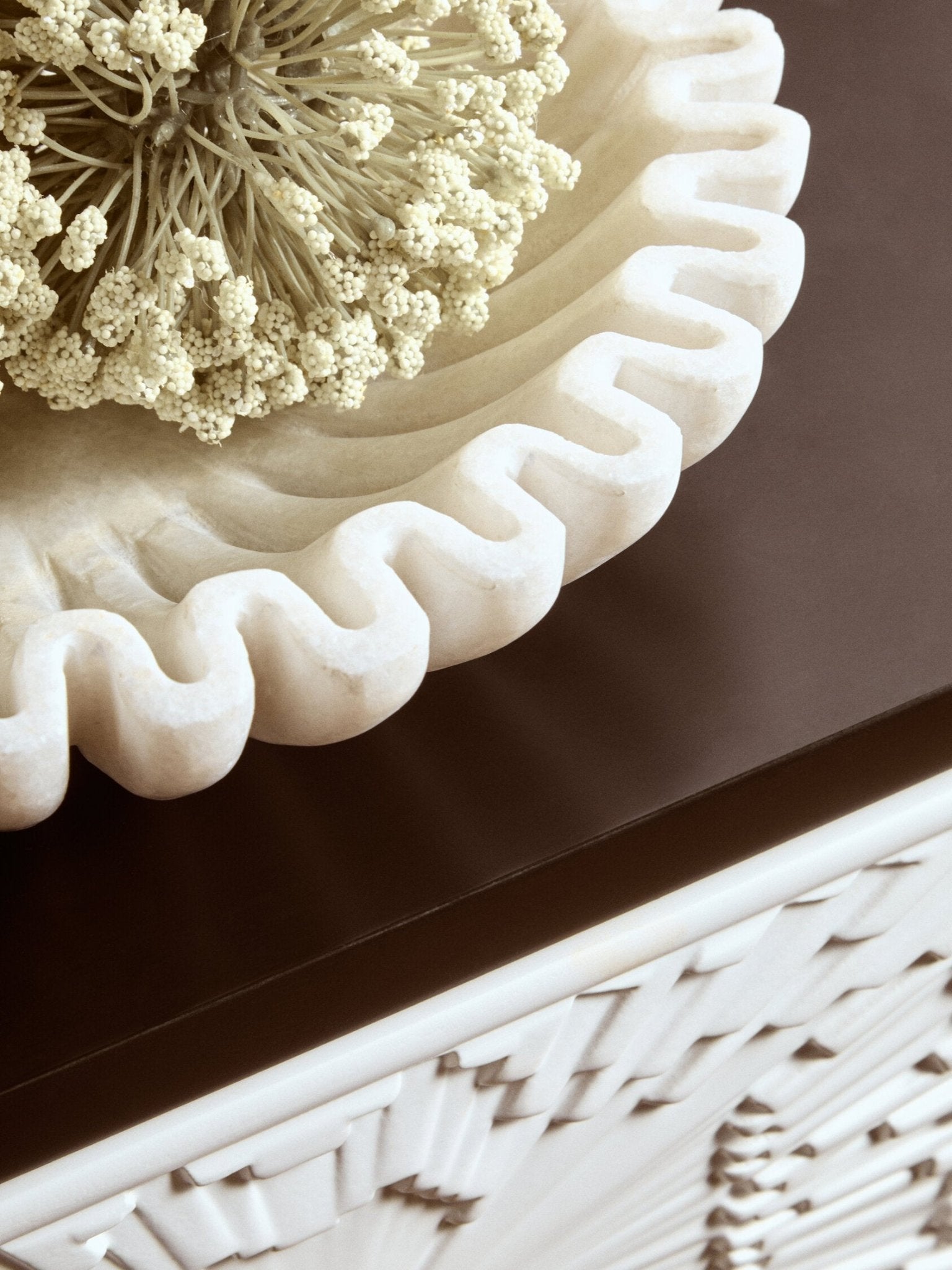 Savio Small White Fluted Marble Bowl | Luxury Home Accessories | Heulog Glow