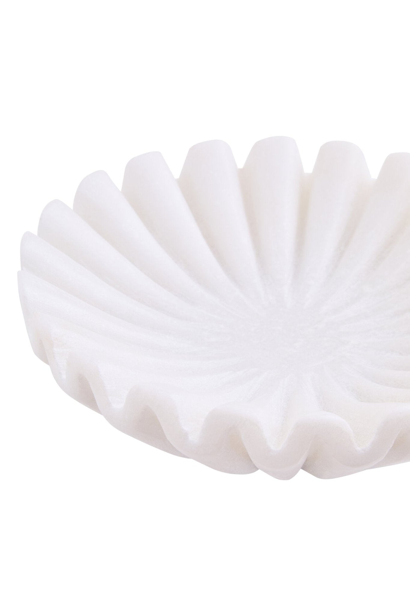 Savio White Fluted Marble Trinket Bowl | Luxury Home Accessories | Heulog Glow