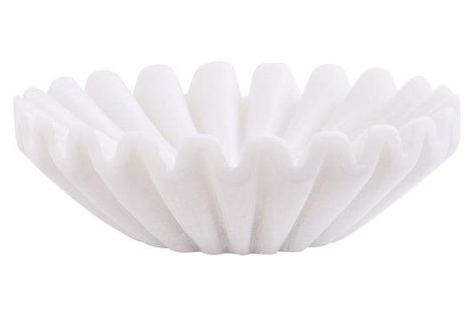 Savio White Fluted Marble Trinket Bowl | Luxury Home Accessories | Heulog Glow
