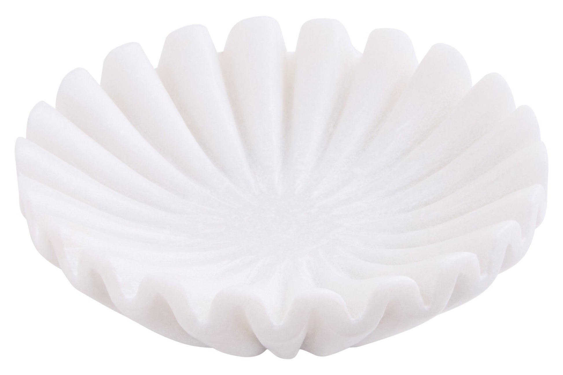 Savio White Fluted Marble Trinket Bowl | Luxury Home Accessories | Heulog Glow