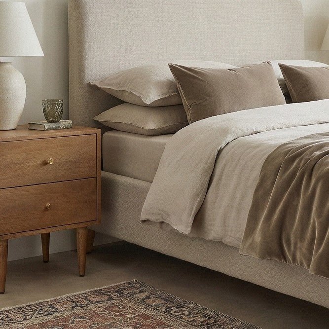 Scandinavian Light Walnut Oslo Bedside Table | Luxury Home Accessories | Heulog Glow
