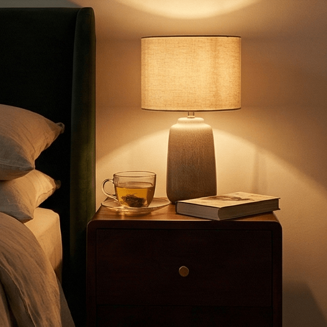 Scandinavian Walnut Logan Narrow Bedside Table | Luxury Home Accessories | Heulog Glow