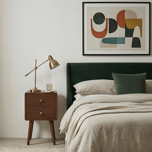 Scandinavian Walnut Logan Narrow Bedside Table | Luxury Home Accessories | Heulog Glow