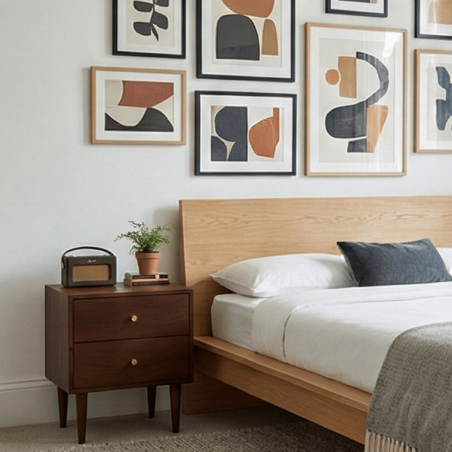 Scandinavian Walnut Oslo Bedside Table | Luxury Home Accessories | Heulog Glow