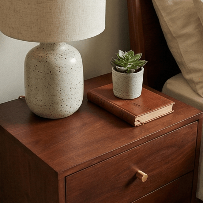 Scandinavian Walnut Oslo Bedside Table | Luxury Home Accessories | Heulog Glow