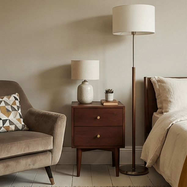 Scandinavian Walnut Oslo Bedside Table | Luxury Home Accessories | Heulog Glow