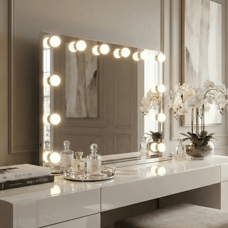 Scarlett Large Hollywood Mirror 100x70cm | Luxury Home Accessories | Heulog Glow