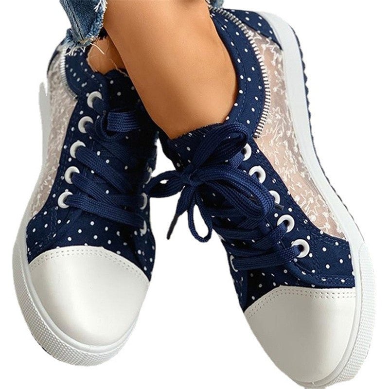 Season European and American Solid Color Canvas Shoes Flat Lace-up Mesh | Luxury Home Accessories | Heulog Glow