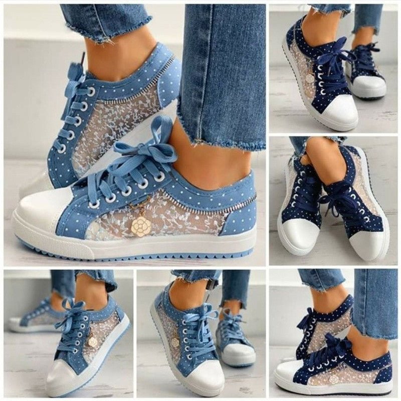 Season European and American Solid Color Canvas Shoes Flat Lace-up Mesh | Luxury Home Accessories | Heulog Glow
