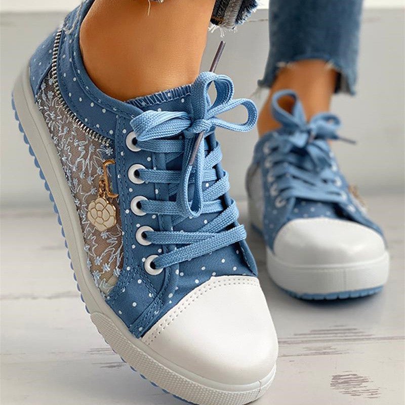 Season European and American Solid Color Canvas Shoes Flat Lace-up Mesh | Luxury Home Accessories | Heulog Glow