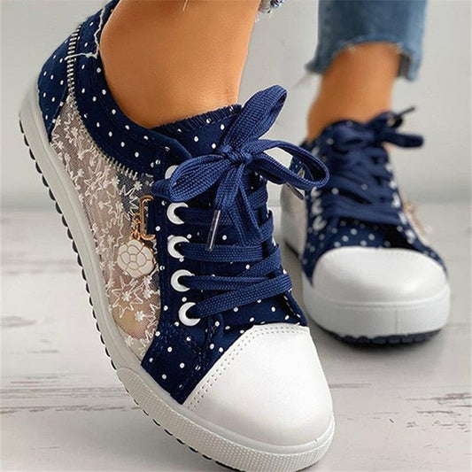 Season European and American Solid Color Canvas Shoes Flat Lace-up Mesh | Luxury Home Accessories | Heulog Glow