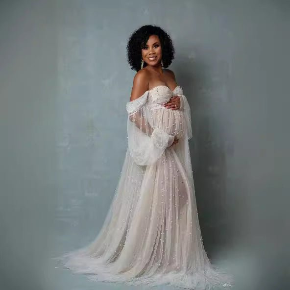 Sequined Off-Shoulder Mesh Patchwork Maxi Dress | Luxury Home Accessories | Heulog Glow