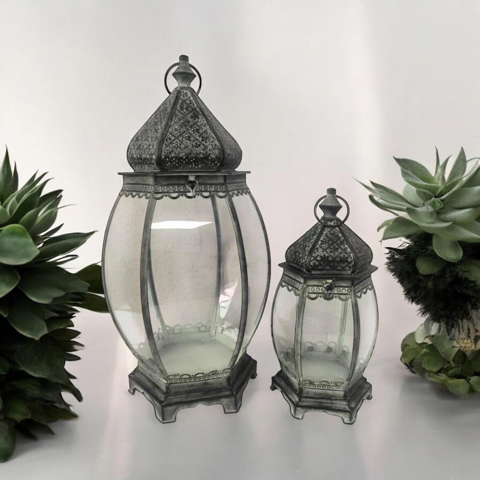 SET 2 METAL GARDEN LANTERNS | Luxury Home Accessories | Heulog Glow