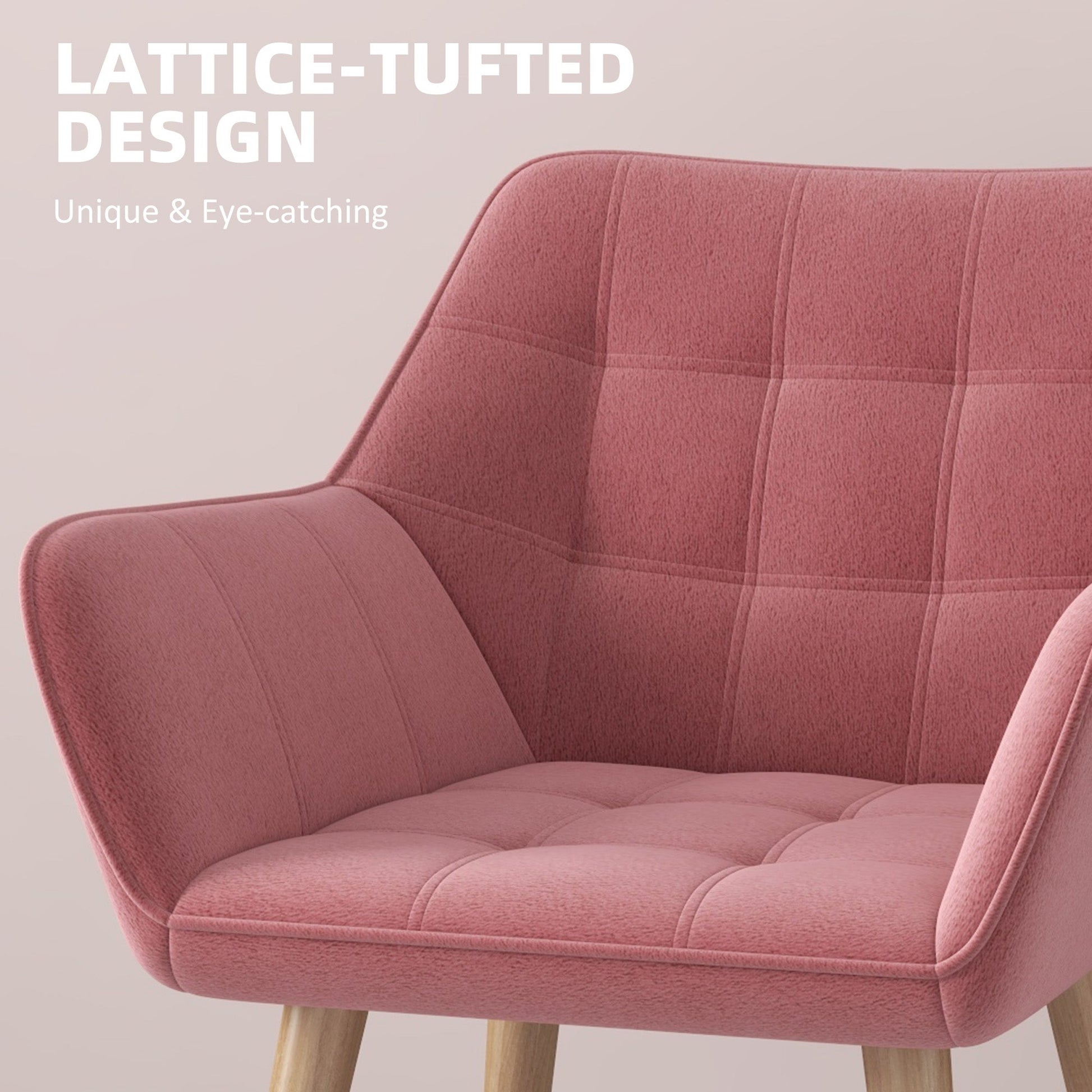 Set of 2 Accent Chair, Arm Chair with Slanted Back, Thick Padding and Rubber Wooden Legs for Living Room, Pink | Luxury Home Accessories | Heulog Glow