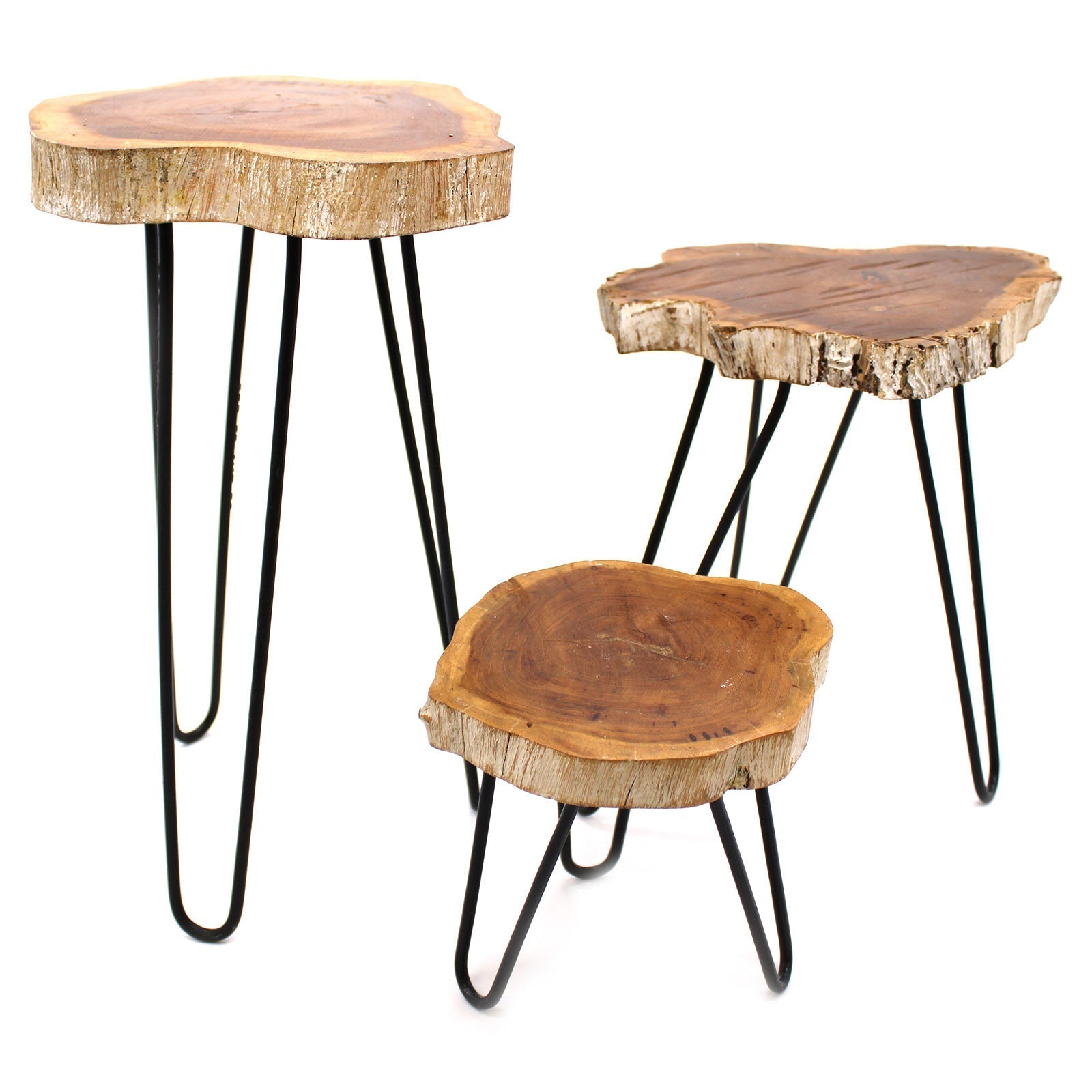 Set of 3 Gamal Wood Plant Stands - Whitewash | Luxury Home Accessories | Heulog Glow