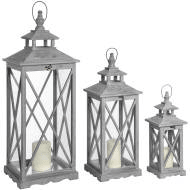Set Of Three Wooden Lanterns With Traditional Cross Section | Luxury Home Accessories | Heulog Glow