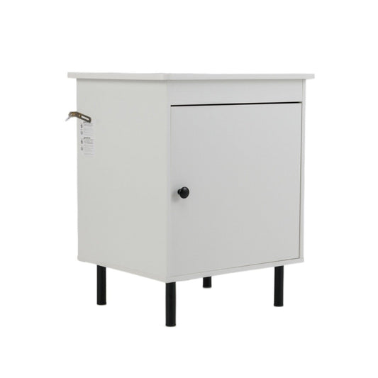 Set of 2 modern Nightstand with Cabinet and Heavy-Duty Metal Legs-White