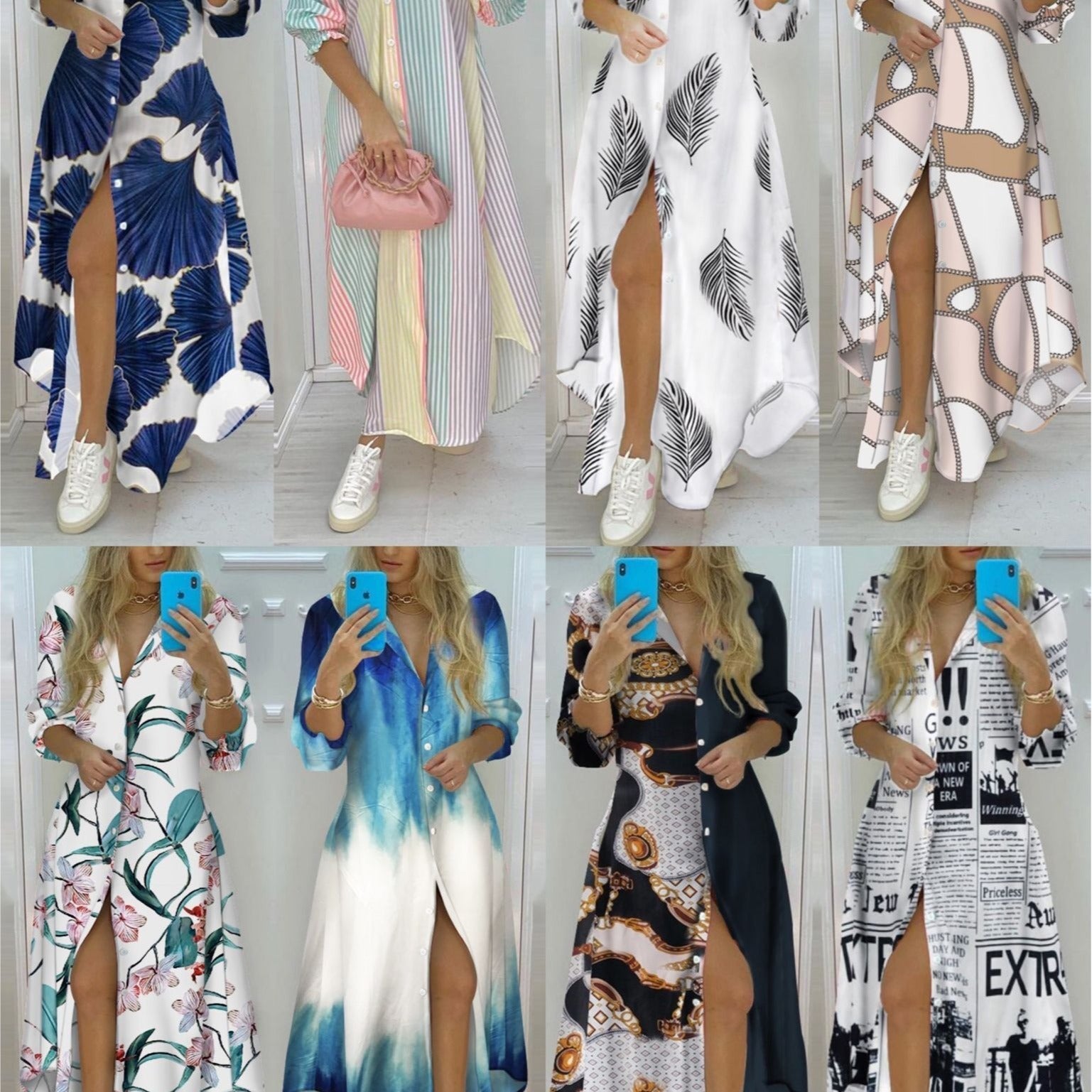 Sexy Dress With Fashion Print And Long-sleeved Shirt | Luxury Home Accessories | Heulog Glow