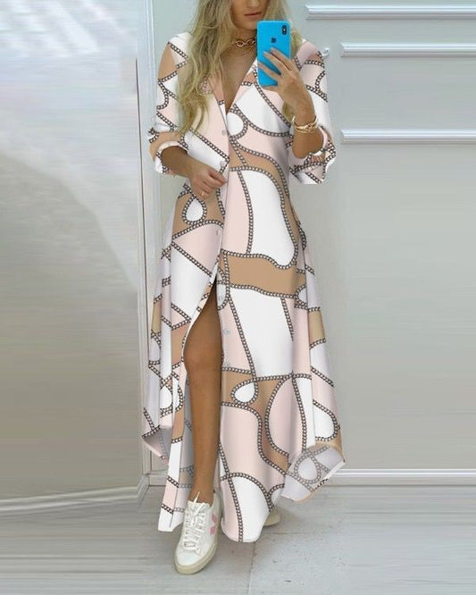 Sexy Dress With Fashion Print And Long-sleeved Shirt | Luxury Home Accessories | Heulog Glow