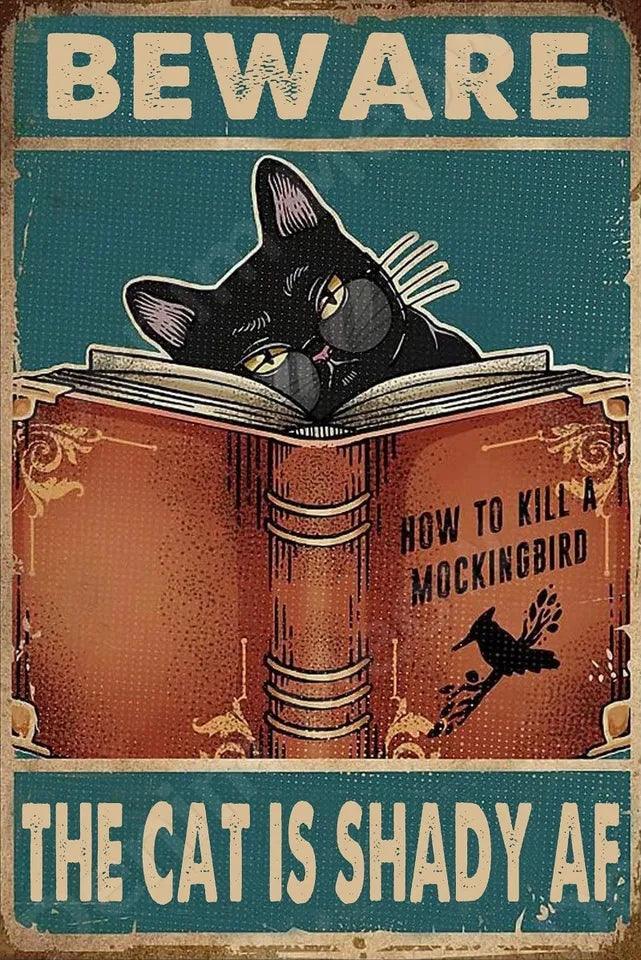 Shady AF Cat Tin Sign | Luxury Home Accessories | Heulog Glow