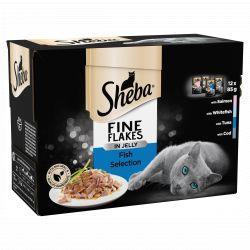 SHEBA Fine Flakes Cat Pouches Fish Collection in Jelly 12 pack | Luxury Home Accessories | Heulog Glow