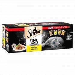 Sheba Fine Flakes Cat Pouches Poultry Collection in Jelly 40 Bulk Pack | Luxury Home Accessories | Heulog Glow