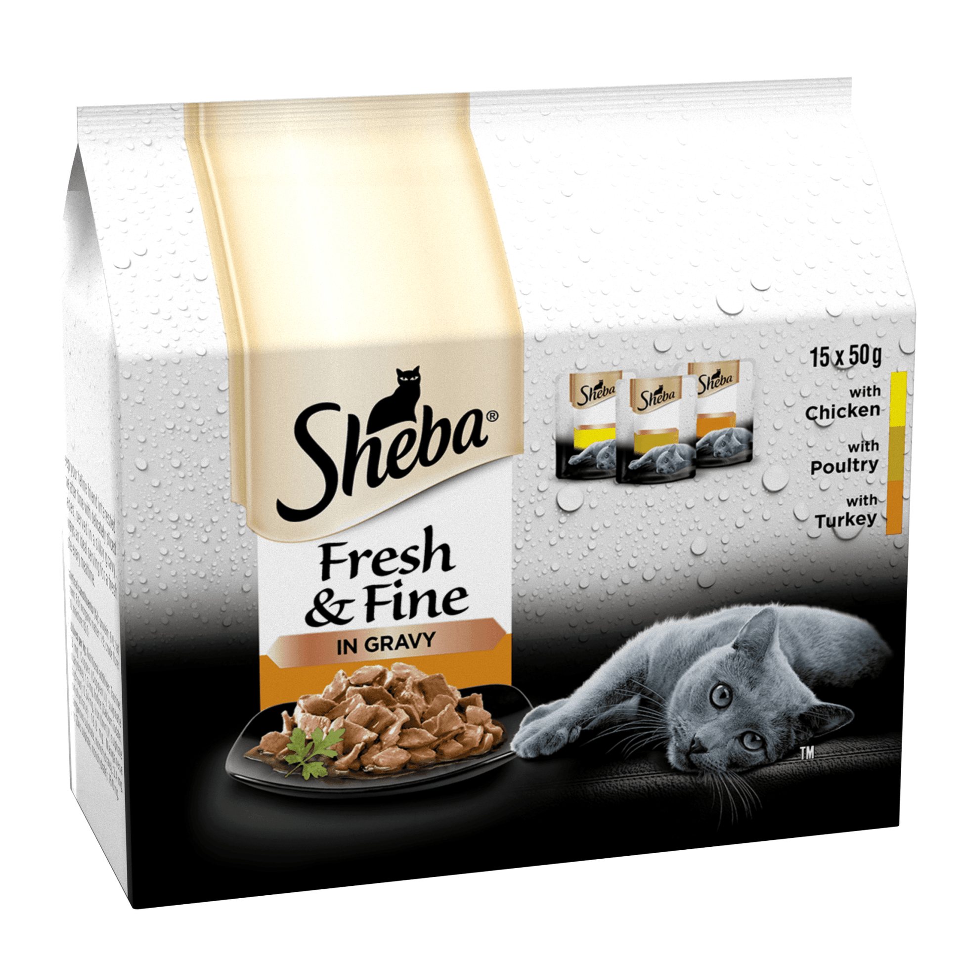 Sheba Fresh & Fine Adult Chicken, Poultry & Duck in Gravy Pouches 15 x 50g | Luxury Home Accessories | Heulog Glow
