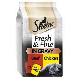 Sheba Fresh & Fine Wet Cat Food Pouches Beef & Chicken in Gravy 6pk | Luxury Home Accessories | Heulog Glow