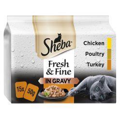 Sheba Fresh & Fine Wet Cat Food Pouches Poultry in Gravy 15pk | Luxury Home Accessories | Heulog Glow