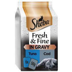 Sheba Fresh & Fine Wet Cat Food Pouches Tuna & Cod in Gravy 6pk | Luxury Home Accessories | Heulog Glow