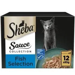 SHEBA Sauce Collection Adult Cat Food Fish Selection 48 Pack, 85g | Luxury Home Accessories | Heulog Glow