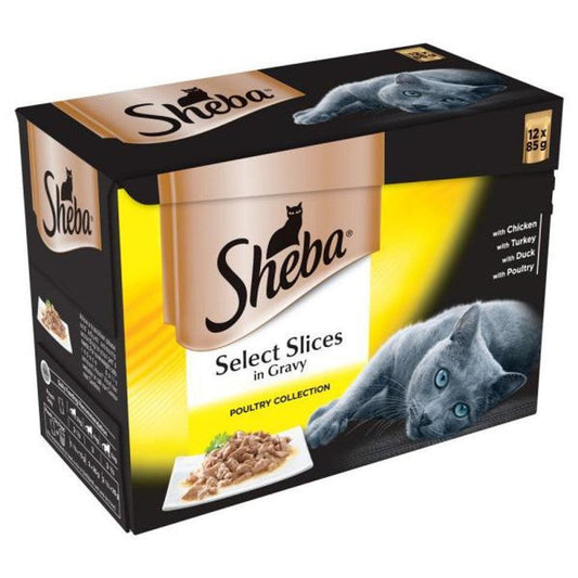 Sheba Select Slices Cat Pouches Poultry Collection in Gravy 48x85g | Luxury Home Accessories | Heulog Glow