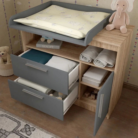 Shefa Kids 1150 Changing Unit - Graphite/Cremona Oak | Luxury Home Accessories | Heulog Glow