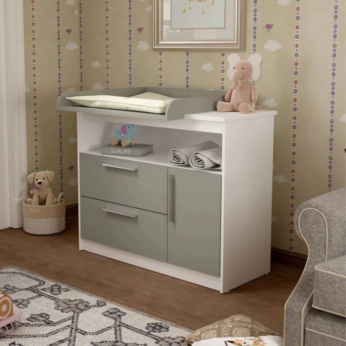 Shefa Kids 1150 Changing Unit - Grey/White | Luxury Home Accessories | Heulog Glow