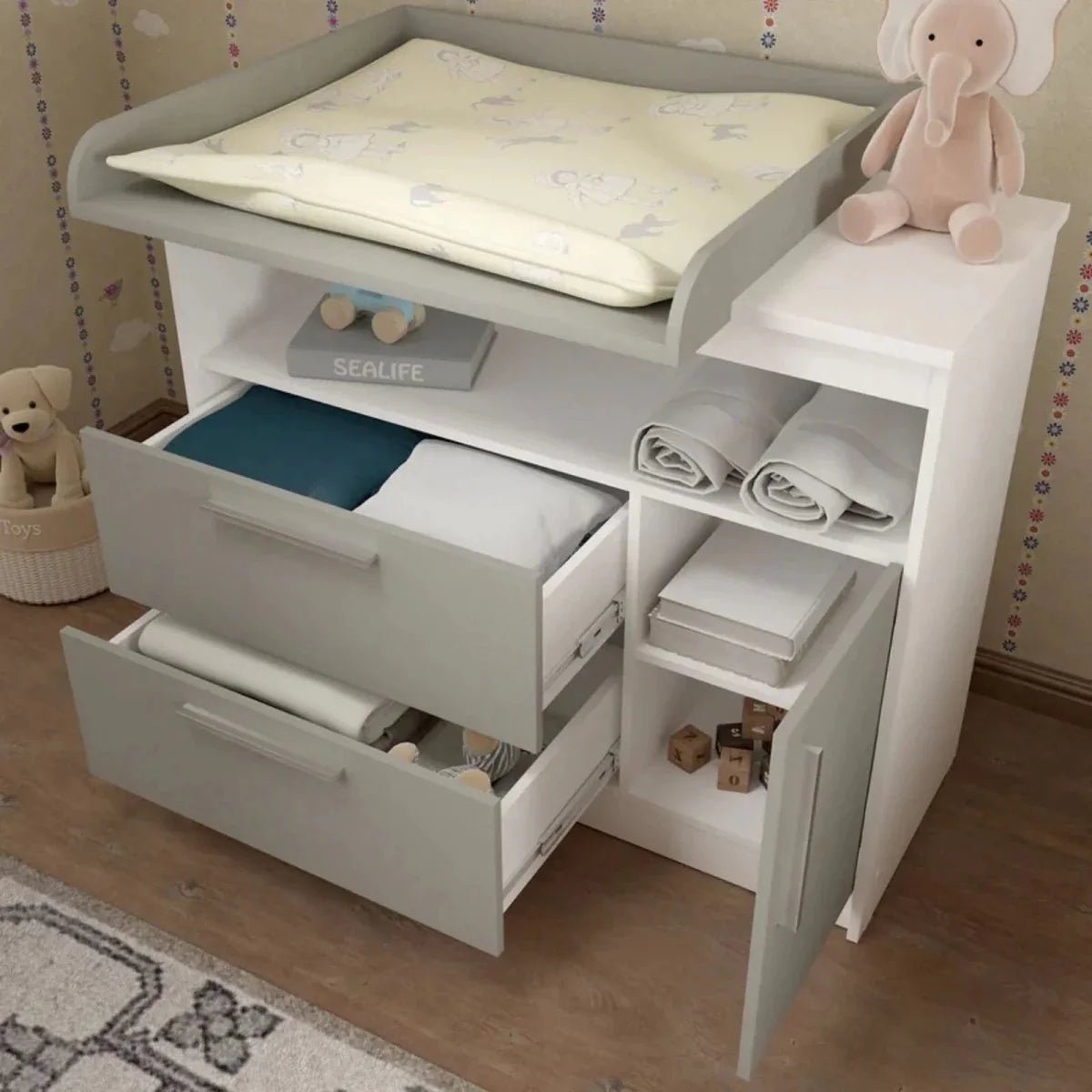 Shefa Kids 1150 Changing Unit - Grey/White | Luxury Home Accessories | Heulog Glow
