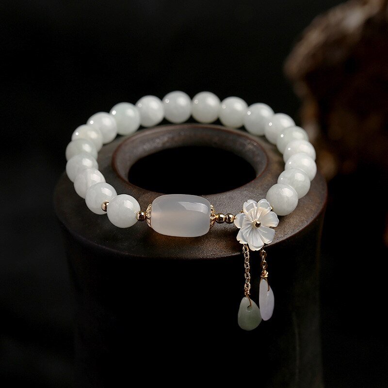 Shell flower jade water drop bracelet | Luxury Home Accessories | Heulog Glow