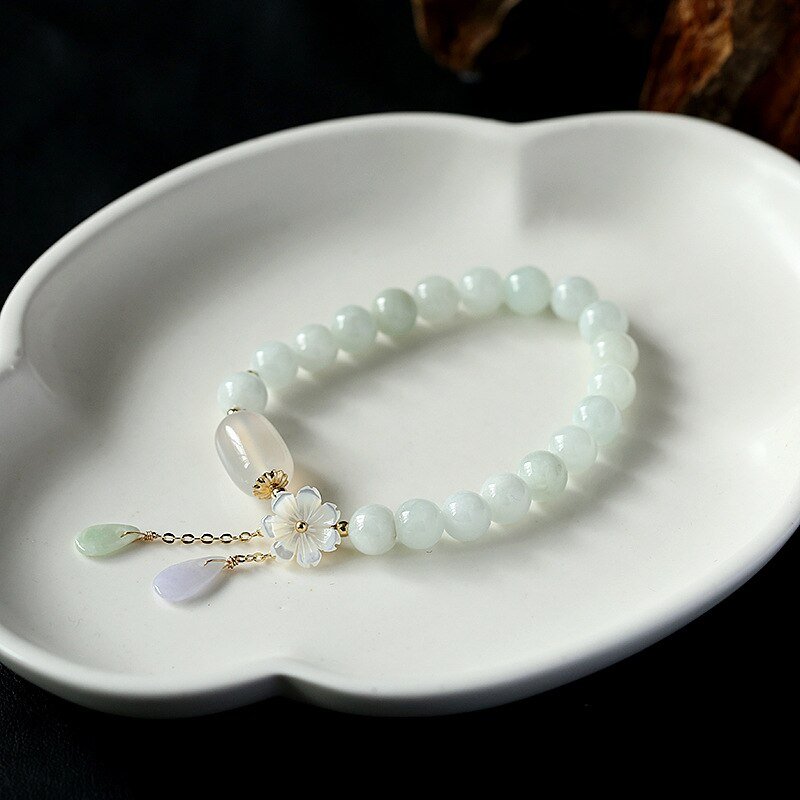 Shell flower jade water drop bracelet | Luxury Home Accessories | Heulog Glow