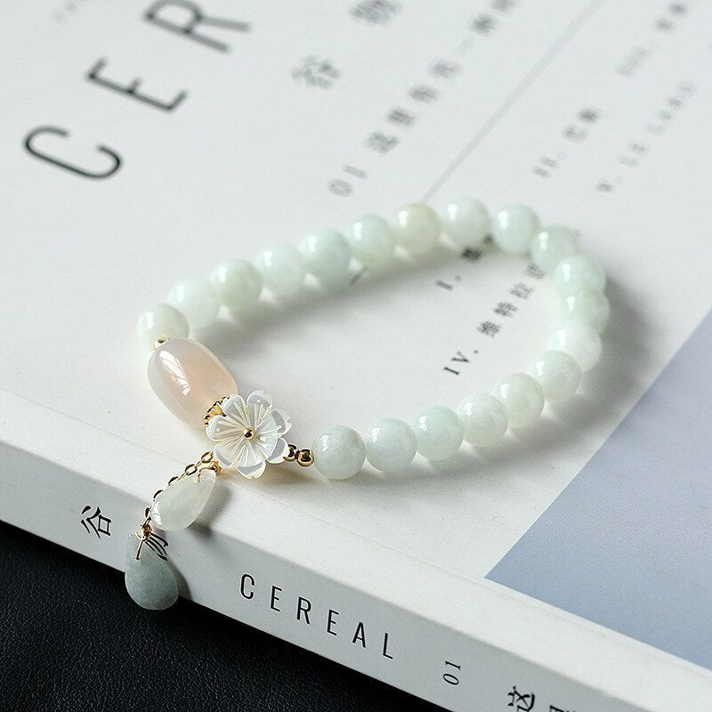 Shell flower jade water drop bracelet | Luxury Home Accessories | Heulog Glow