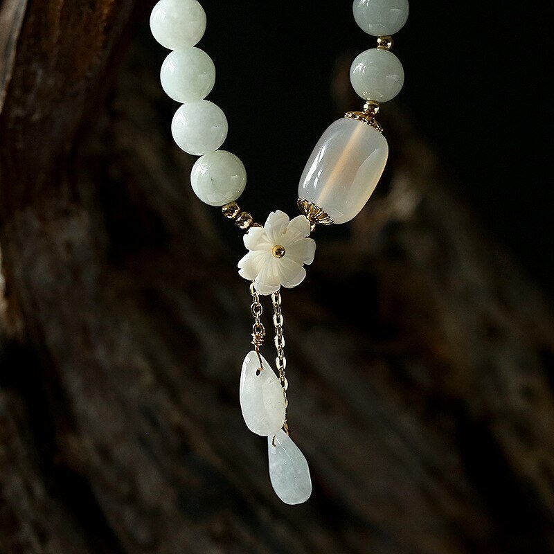 Shell flower jade water drop bracelet | Luxury Home Accessories | Heulog Glow